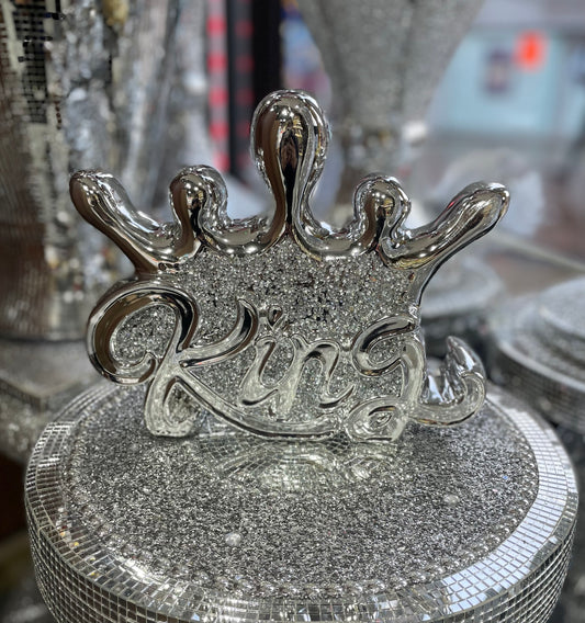 Silver Sparkle King With Crown Ornament