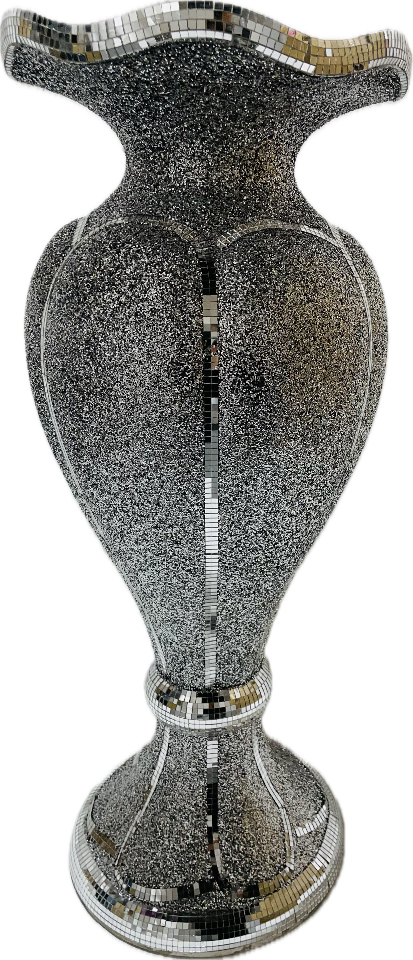 60cm Sparkle Mirrored Flower Vase (Silver)#1