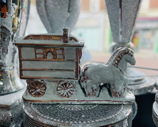 White & Silver Carriage With Two Horses