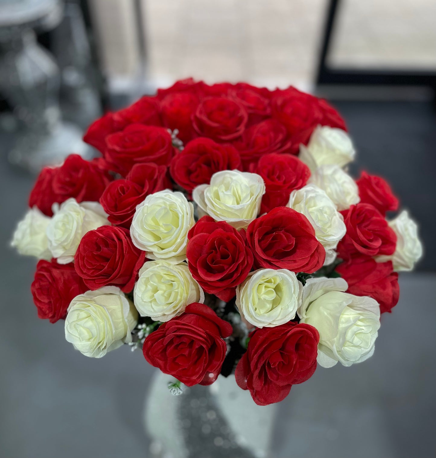 White & Red Roses