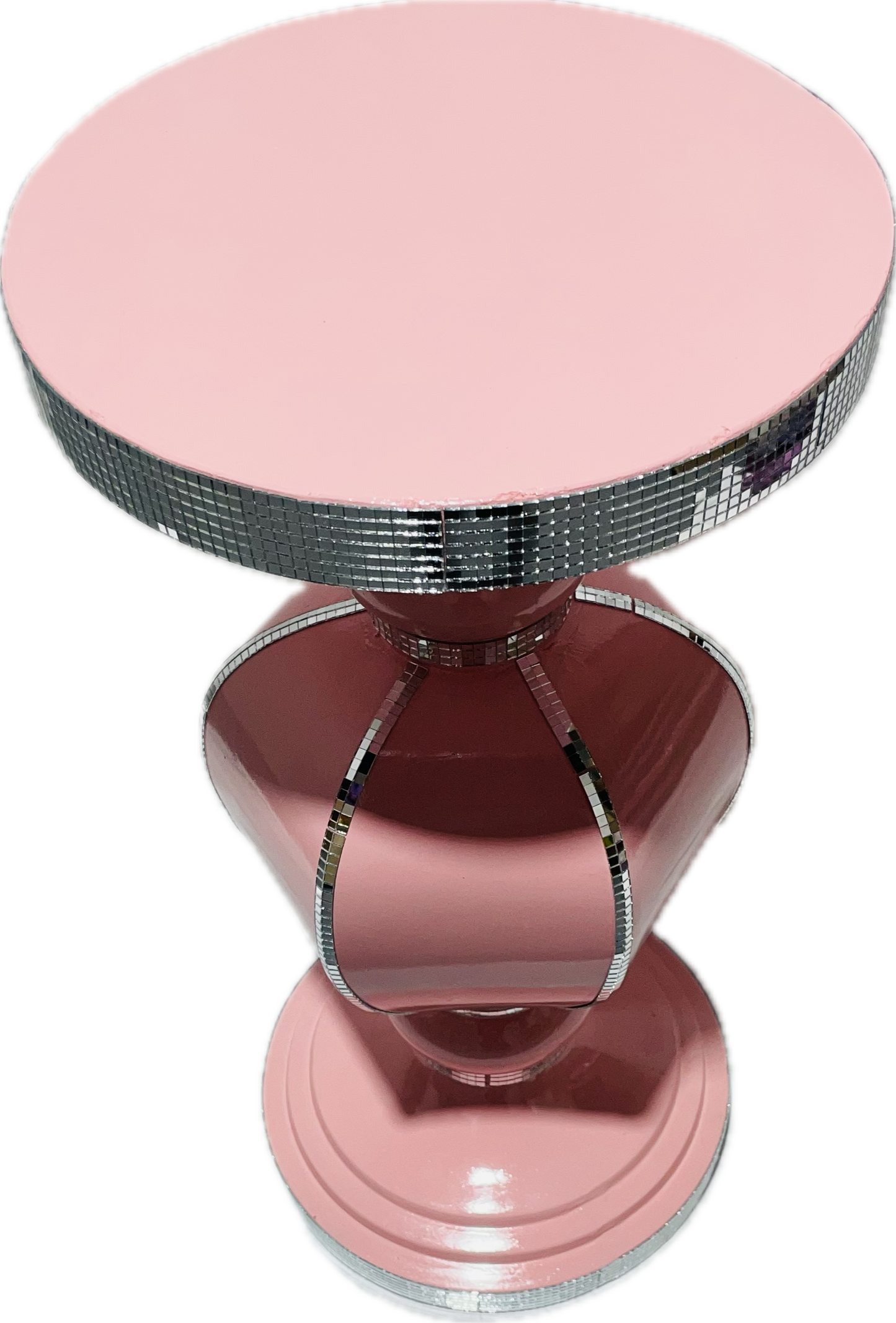 Crushed Sparkle 60cm Tall Side Table In Pink