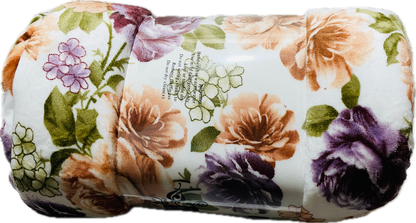 Dreamers Mink Throw Floral Design