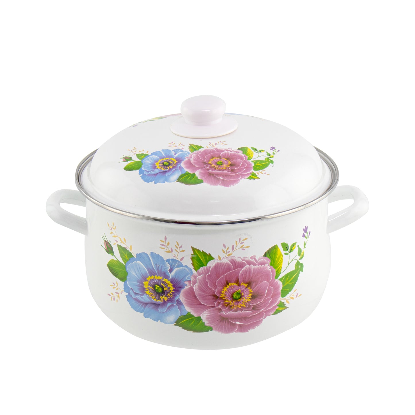 Bouquet 5 Piece Enamel Casserole Set In Blue & Pink