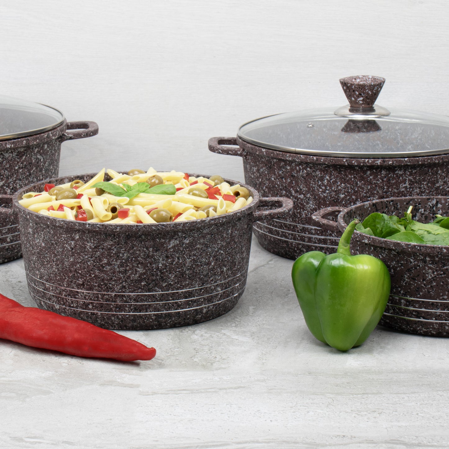 Laria Granite Die-Cast Stockpot Set 4pc