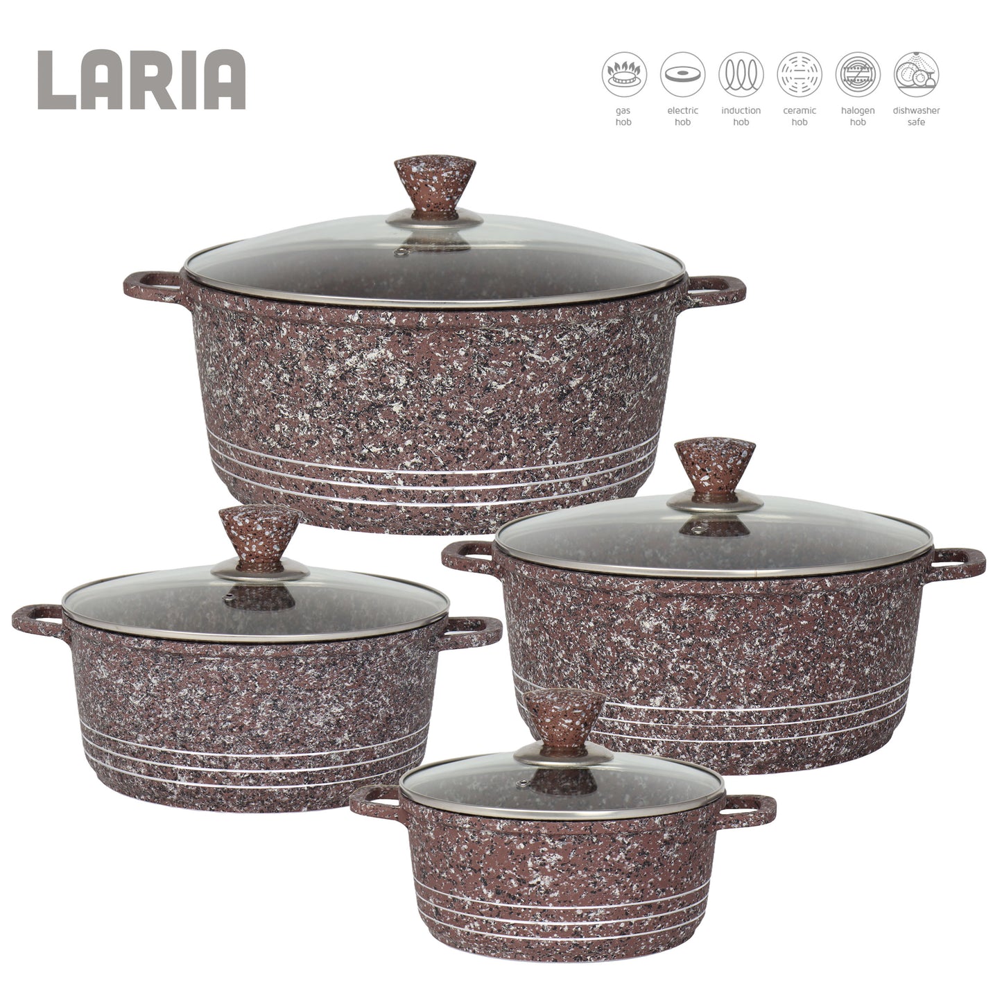 Laria Granite Die-Cast Stockpot Set 4pc