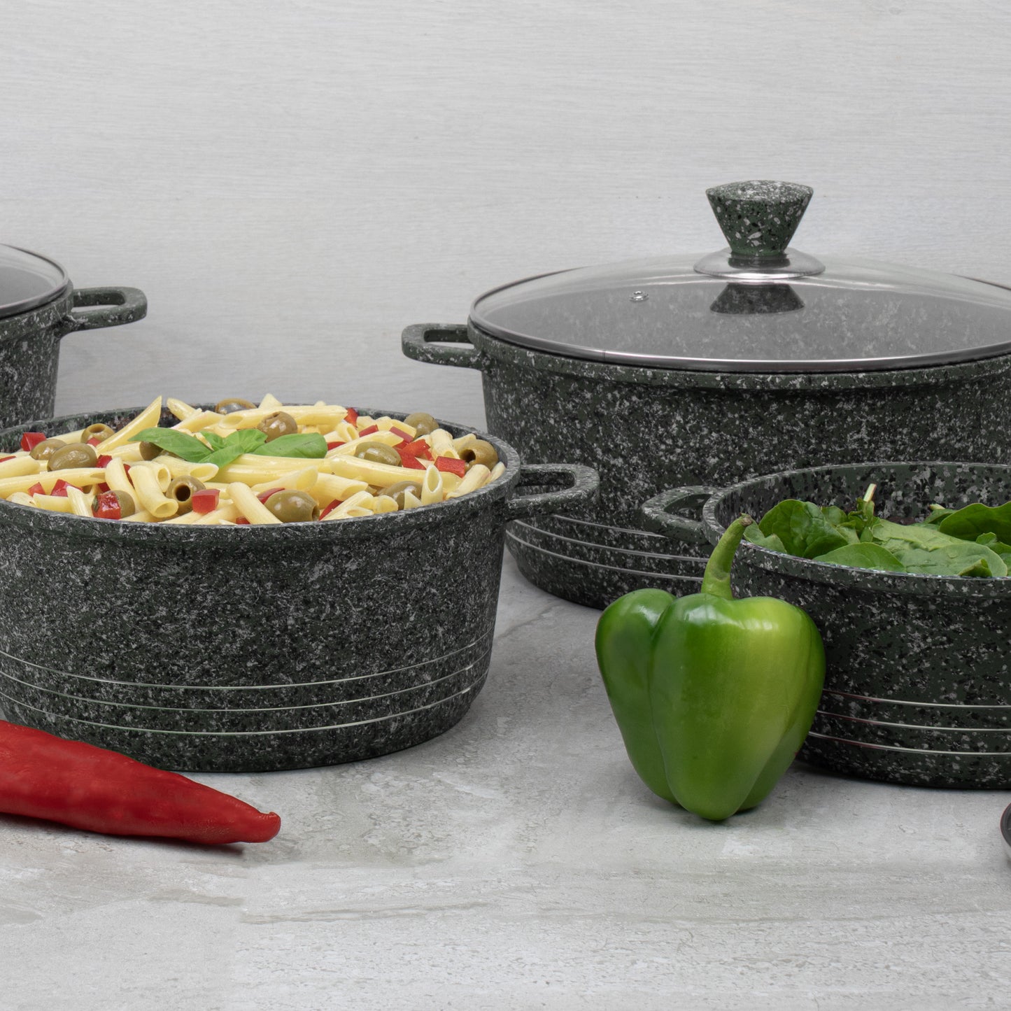 Laria Granite Die-Cast Stockpot Set 4pc