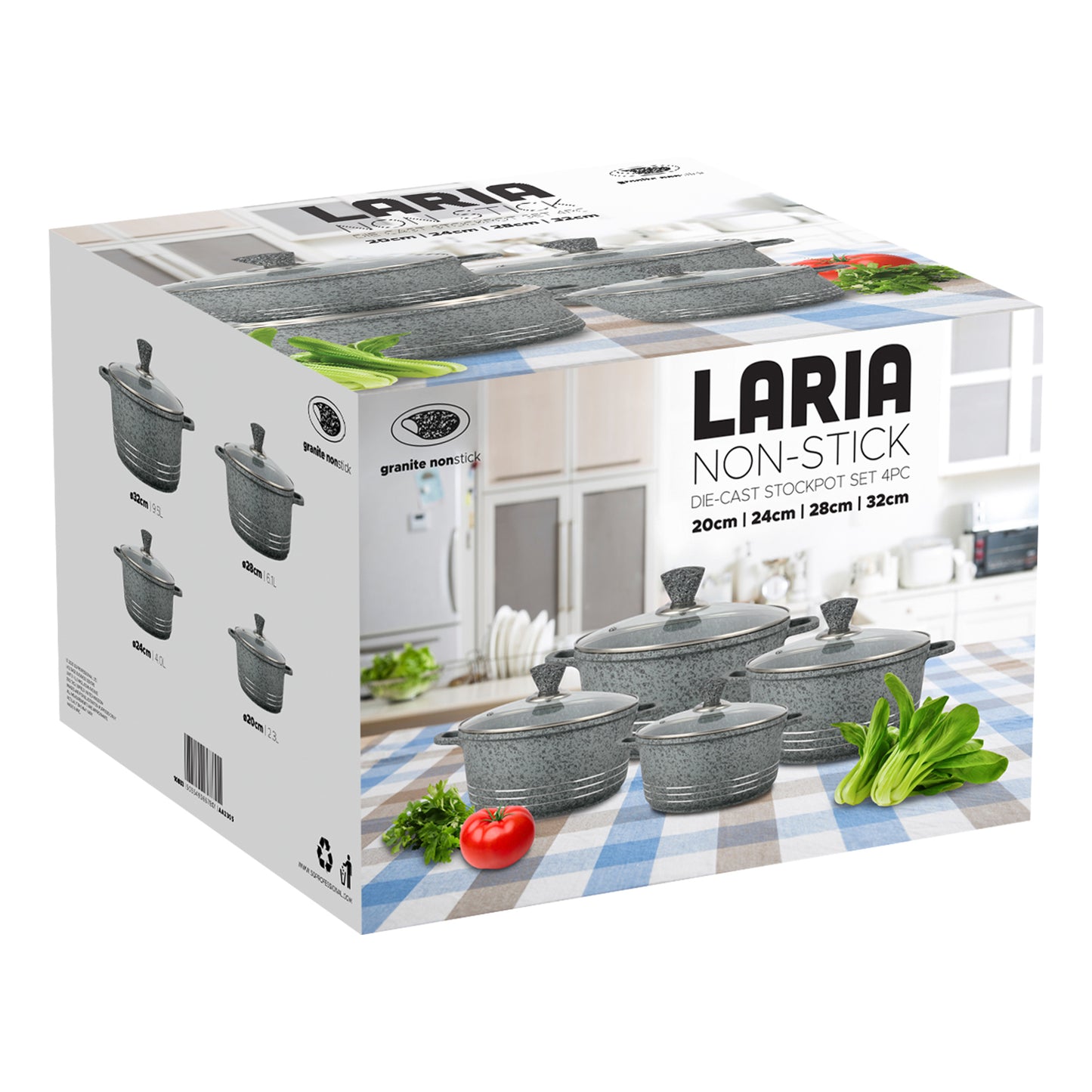 Laria Granite Die-Cast Stockpot Set 4pc