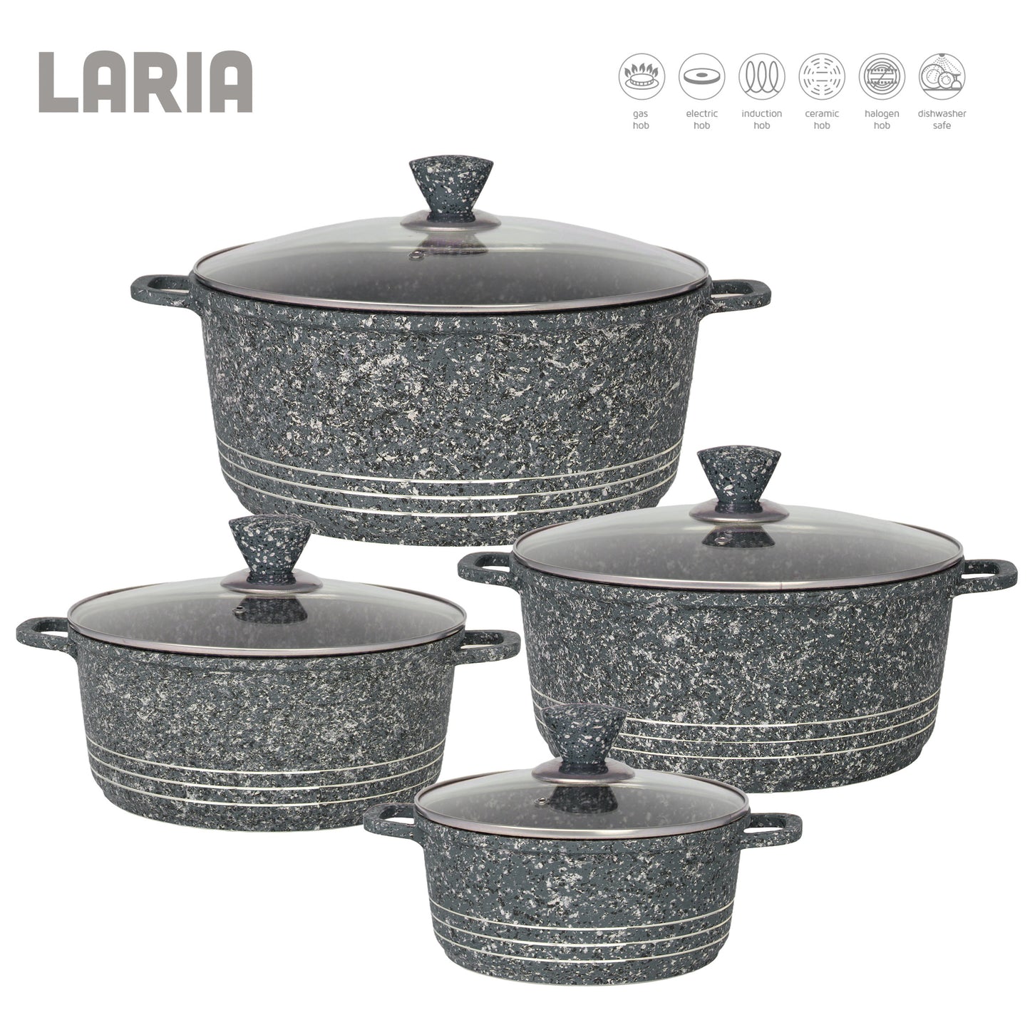 Laria Granite Die-Cast Stockpot Set 4pc