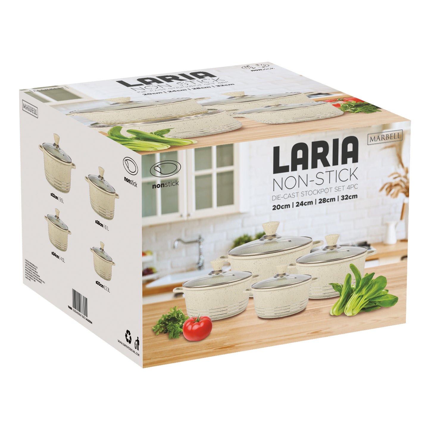 Laria Marbell Die-Cast Stockpot Set 4pc