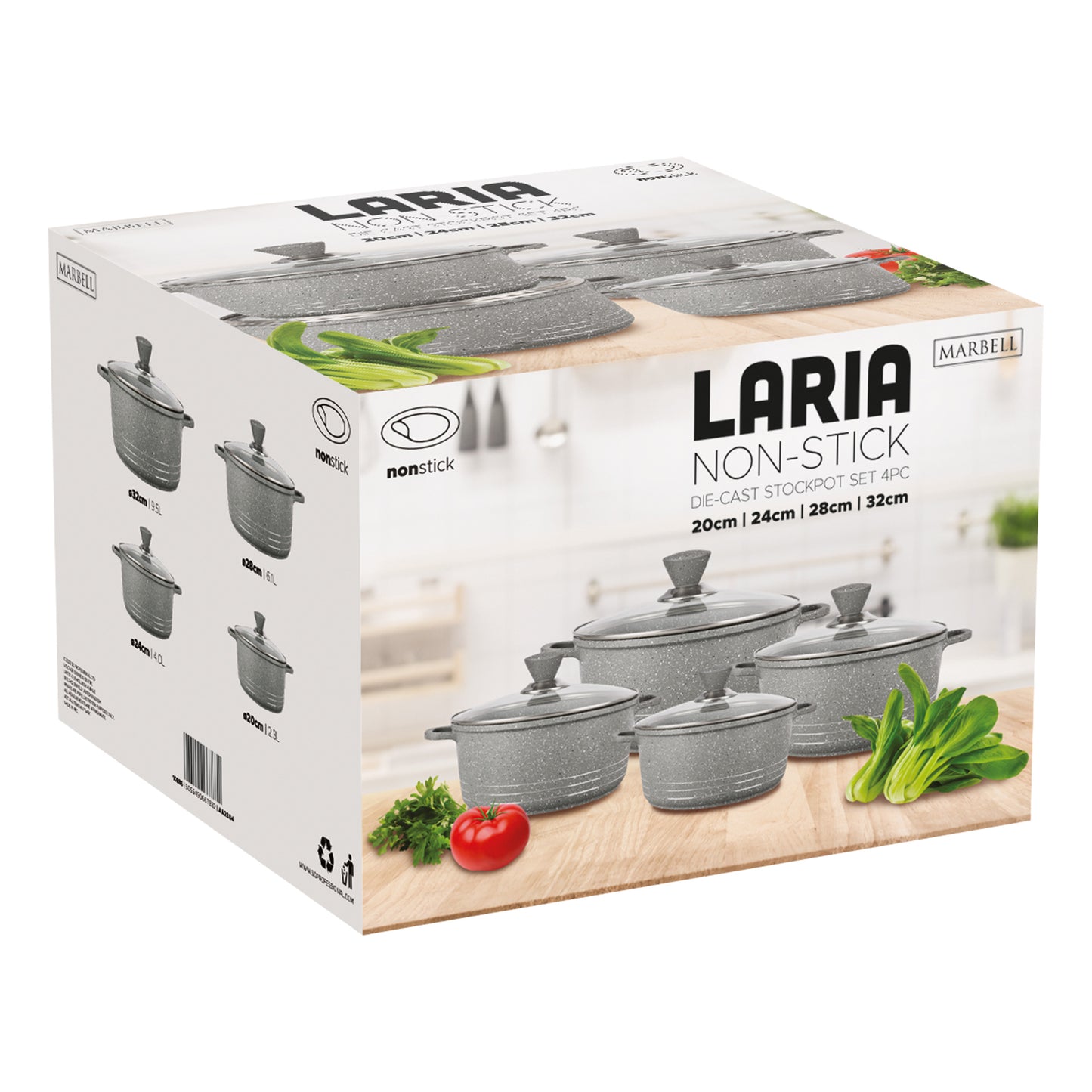 Laria Marbell Die-Cast Stockpot Set 4pc