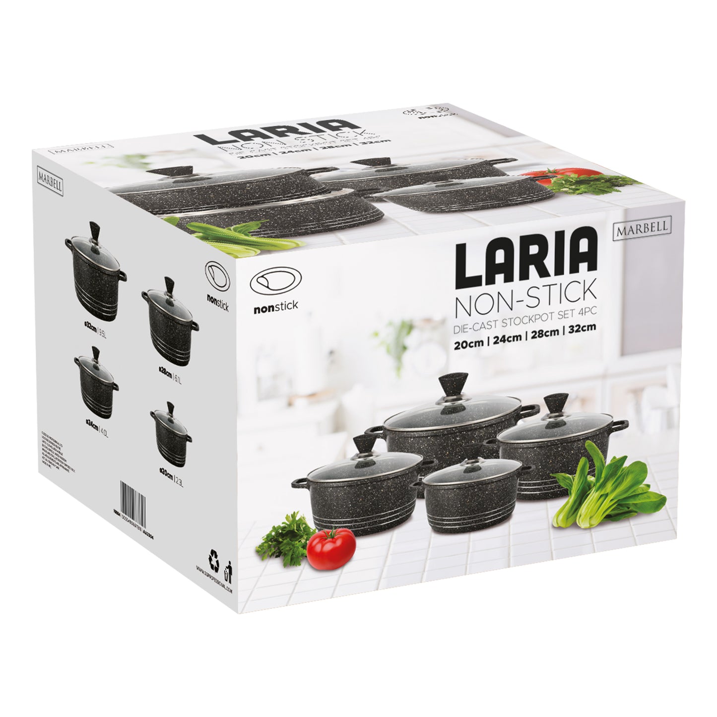 Laria Marbell Die-Cast Stockpot Set 4pc