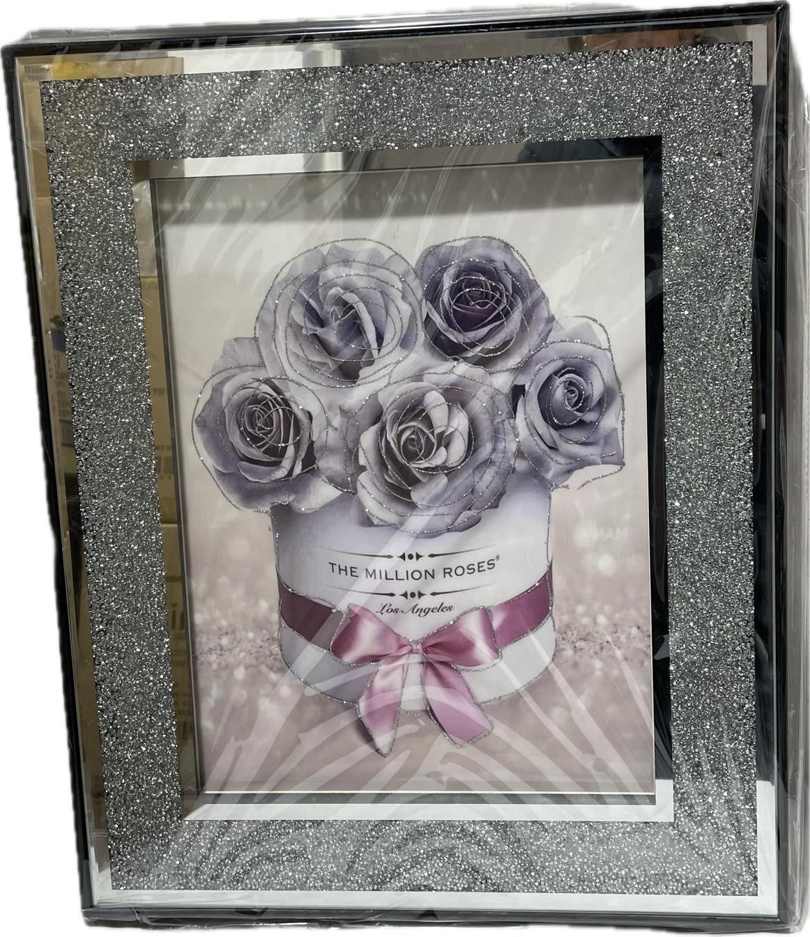 Crushed Diamond Million Roses In Purple Picture Liquid Art-Wall Frame