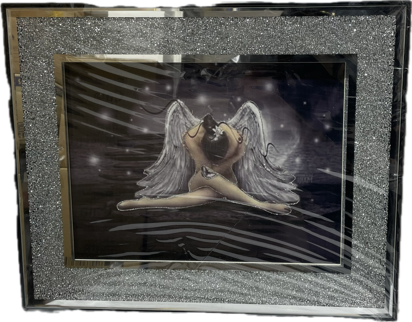 Crushed Diamond Angel Picture Crystal Liquid Art-Wall Frame