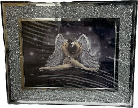 Crushed Diamond Angel Picture Crystal Liquid Art-Wall Frame