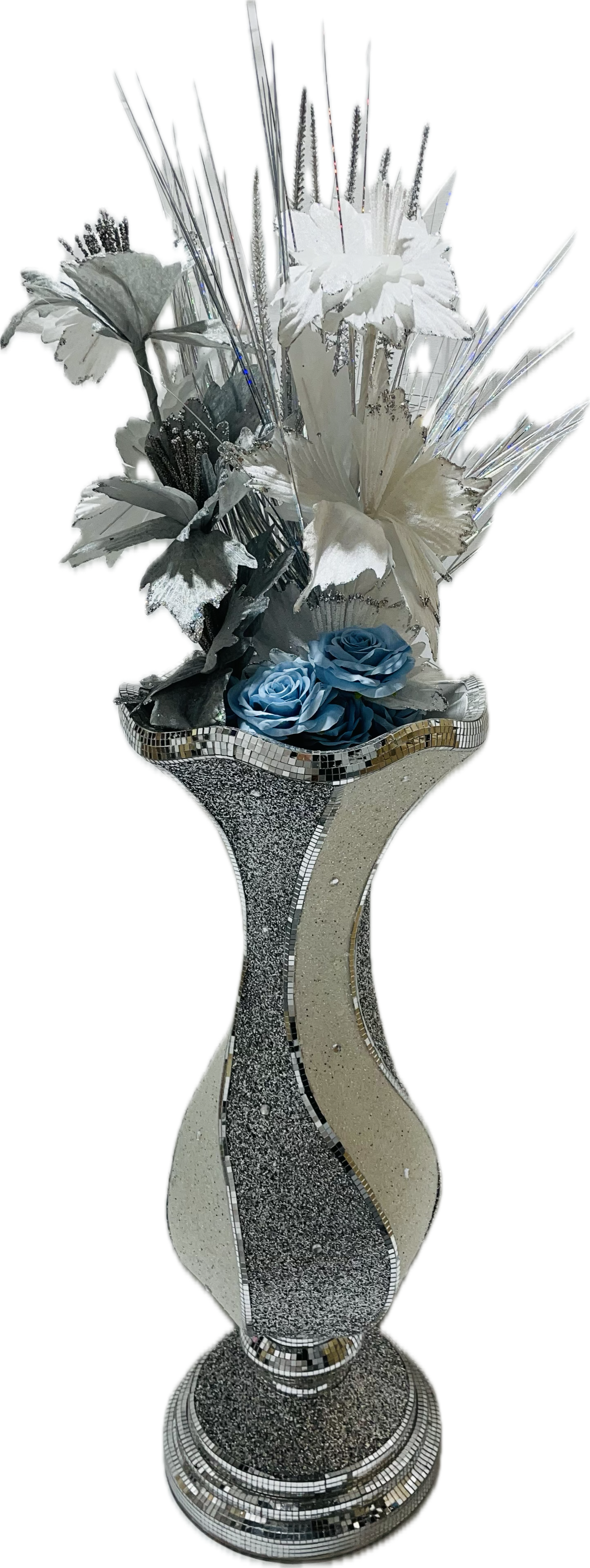 80cm Luxury Ceramic Flower Vase (White & Silver)